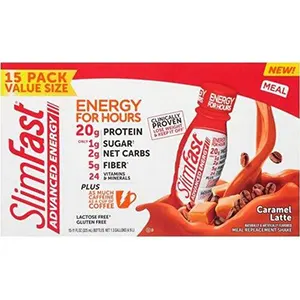 Slimfast Advanced Energy Meal Replacement Shakes Caramel Latte 15 Pack